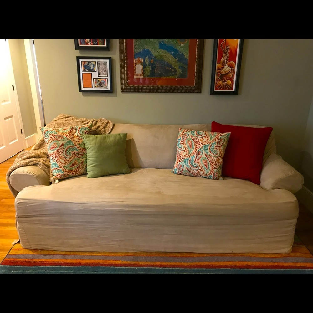 SureFit beige sofa/couch slipcover